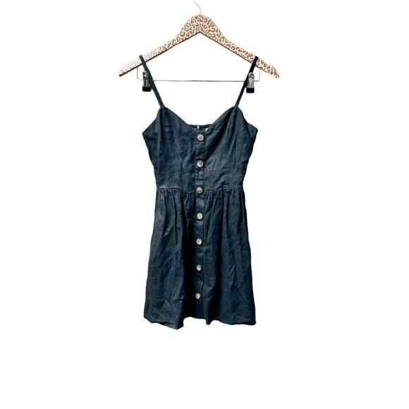 Reformation Dresses & Skirts - Reformation Velma Linen Button Front Mini Dress Black 0